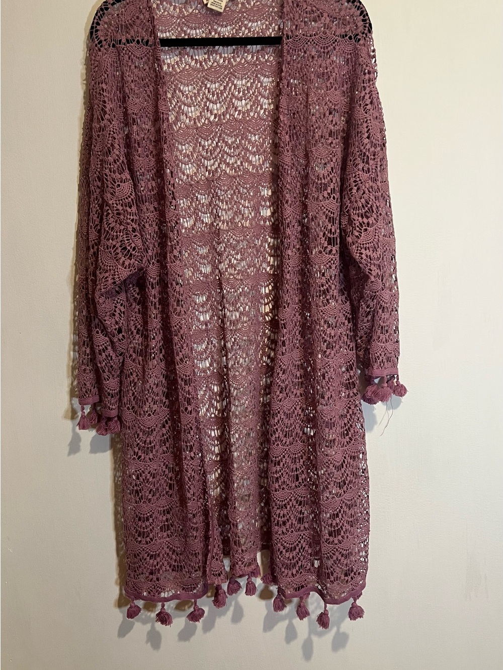 Coquette Inspired Indigo Thread Company Mauve Crochet Cardigan Sweater size XXL